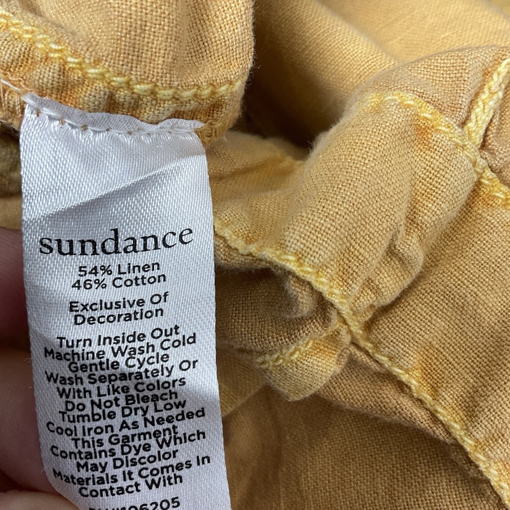 Sundance Shorts Womens XS Mustard Linen Cotton Boho Embroidered Belt Pockets - Picture 5 of 7
